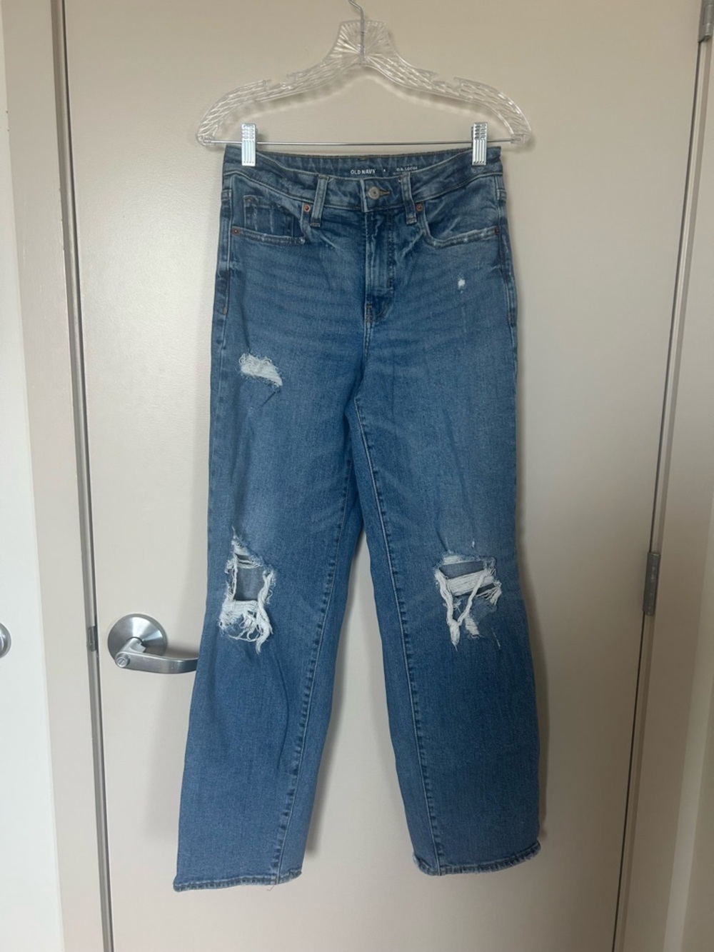 Old Navy Blue Distressed Straight-Leg Jeans